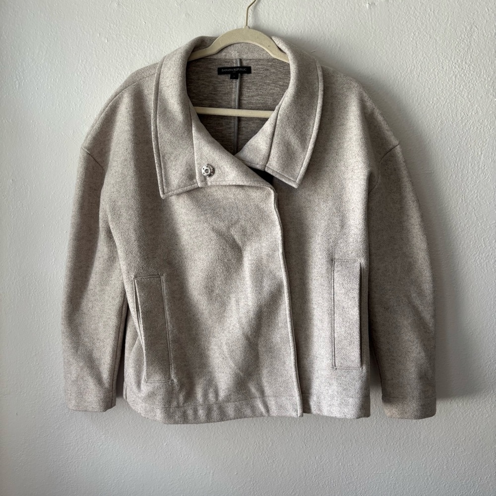 Banana Republic Gray Melton Moto Jacket